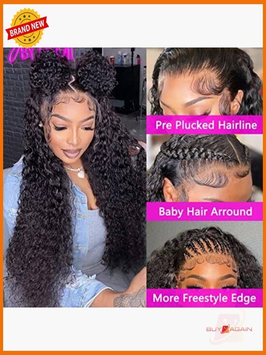 13x4 Lace Front Wig Human Hair 180 Density Wet and Wavy Curly main image 5